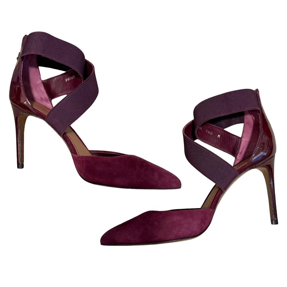 Donald J. Pliner Burgundy Criss Cross Prime Leather Pointy Toe Stiletto Heels 8 - Picture 6 of 12